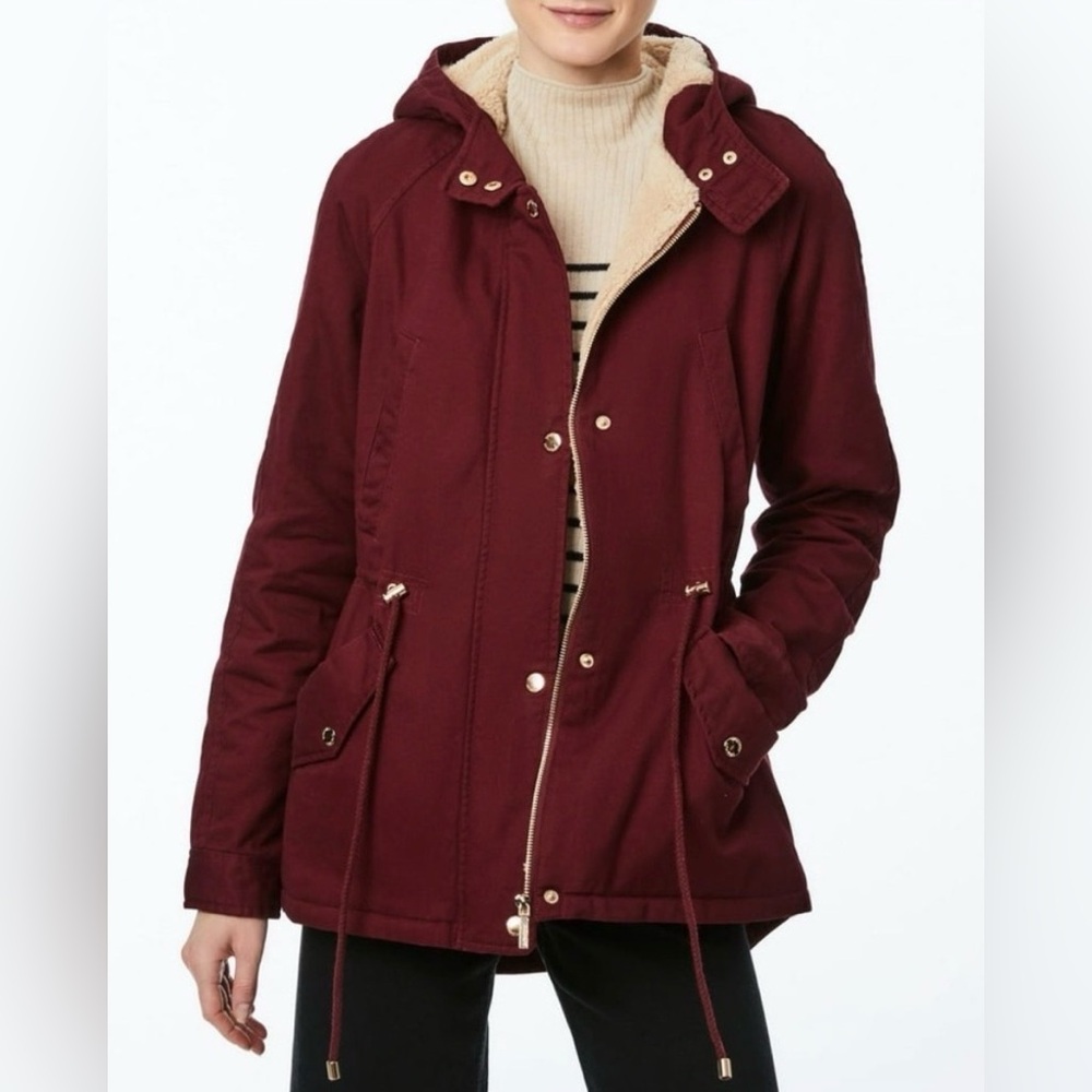 Collection B hooded jacket burgundy color